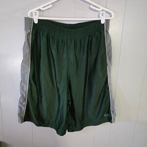 C9 Champion Basketball Shorts Mens Large Green Grey Striped Athletic Gym Workout